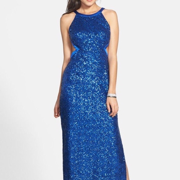 Aidan Mattox Sequin Open Back Gown AMETHYST - Picture 4 of 9